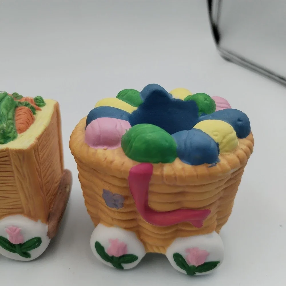 Vintage Dayton Hudson Easter Bunny Train Candle Holders Ceramic Pastel Set of 4‎